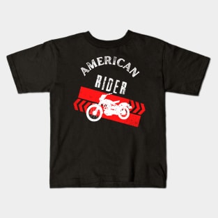 American Rider Motorcycle Vintage Biker Kids T-Shirt